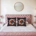thumbnail image 2 of Set of 2 Decorative Throw Pillow Covers 18x18in - Vibrant Black Background with Overlapping Orange & Pink Circles ' Just Breathe ' Cursive Design, 2 of 8