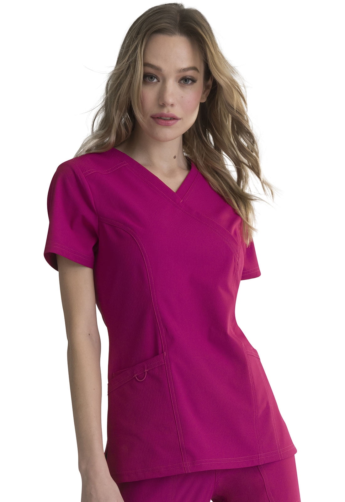 Elle Elle Scrubs Top for Women Mock Wrap EL620, XL, Scarlet Rose