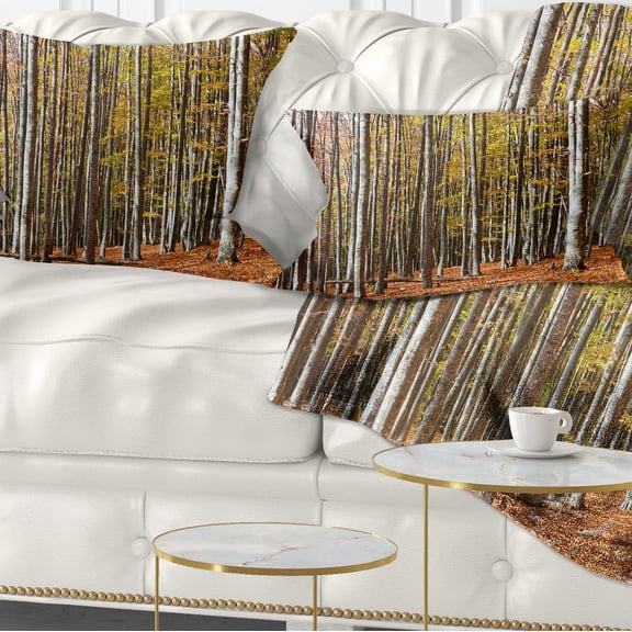 Designart Bright Day in Thick Forest - Modern Forest Throw Pillow - 12x20