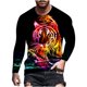 thumbnail image 1 of Hombre Unisex Diario Camiseta 3D Estampado Gráfico Estampados Animal Estampado Manga Larga Tops Casual Bloue Pompotops oipoqjl3905, 1 of 8