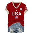 thumbnail image 5 of MEICHEN Women's Short Sleeve Patriotic Graphic Tee Us 250th Anniversary Print V Neck T Shirt Summer Casual Top Blouse, 5 of 7