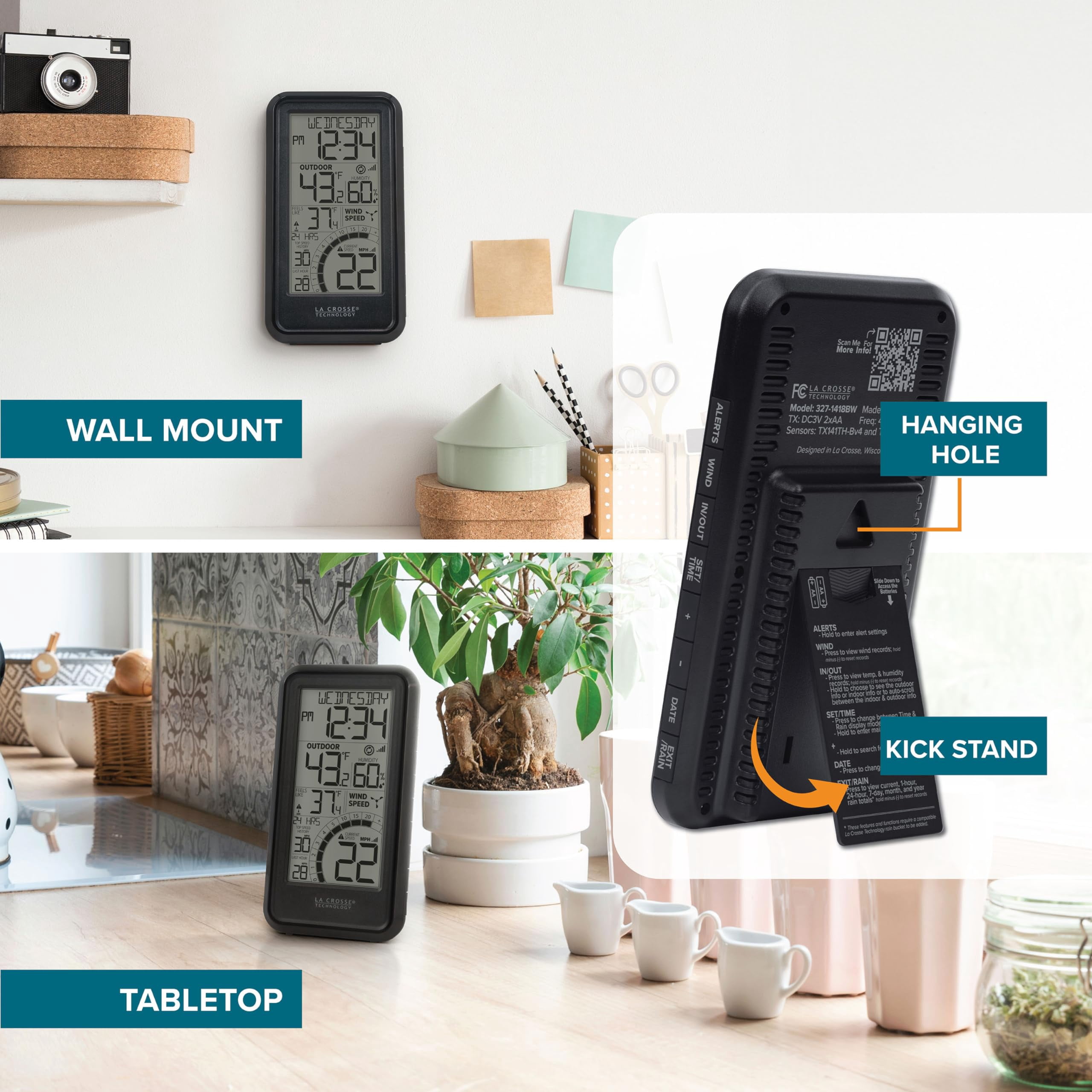 Black and White Digital Wind Speed Weather Station