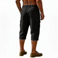 thumbnail image 3 of Mens Linen Cargo Shorts Elastic Waist Relaxed Fit Lightweight Casual Shorts with Pockets Classic Fit Shorts, 3 of 3