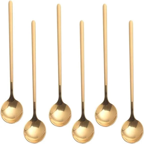 Gold Coffee Spoons, 18/8 Stainless Steel Espresso Spoons, Vogue Tea Spoon, Cappuccino Stirring Spoon for Dessert, Ice Cream, Frosted Handle, Sweejar (Gold)