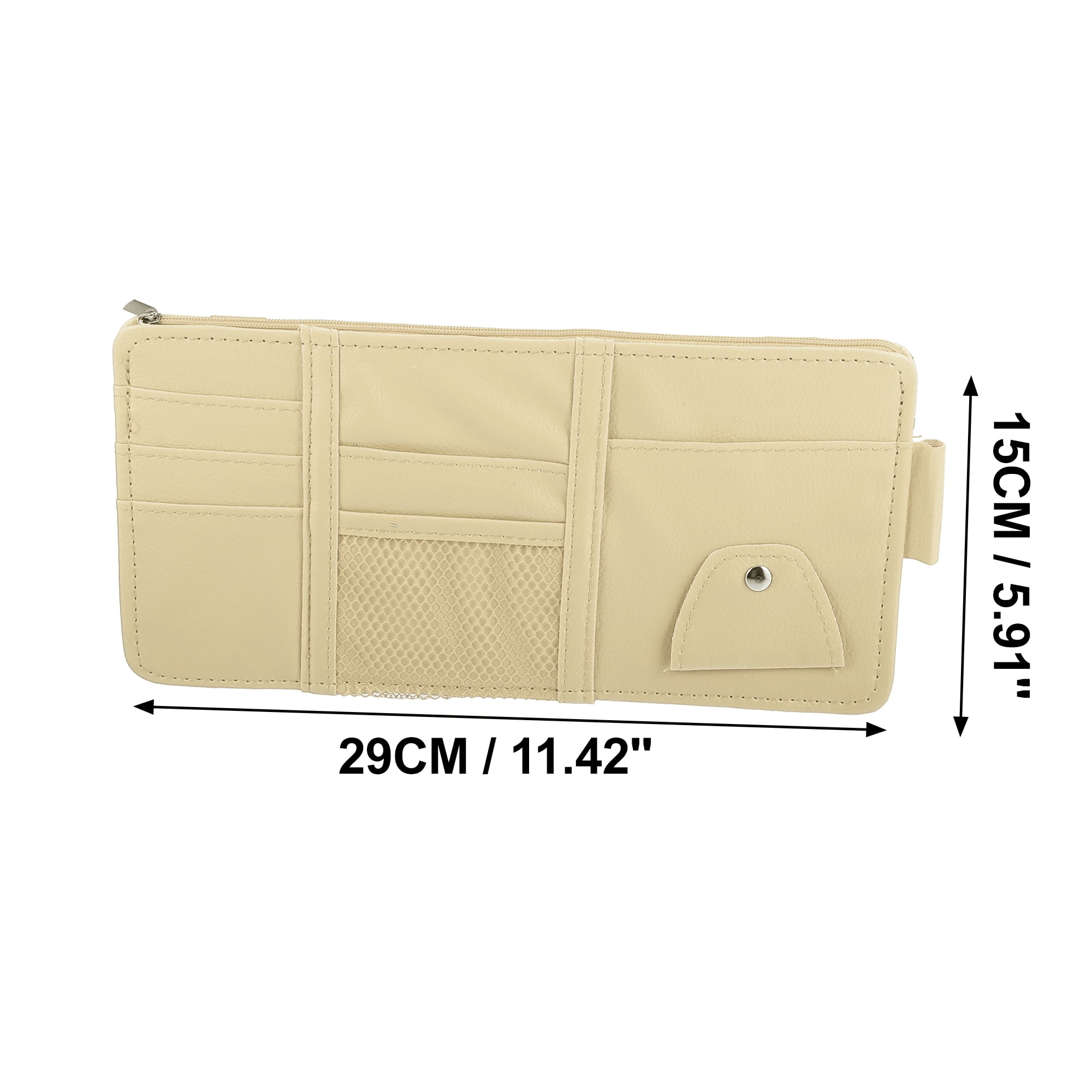 Unique Bargains Car Sun Visor Organizer Auto Interior Accessories Sunglass Holder Beige