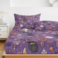 thumbnail image 6 of Twin XL Size Fitted Sheet Set - Purple Halloween 2 Piece Bedding Sets 16" Deep Pocket Fitted Sheet with 1 Pillowcases, Mystical Spook Ghosts Pumpkins Moons Brushed Microfiber Hotel Luxury Bed Sheets, 6 of 9