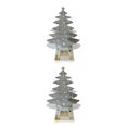 thumbnail image 2 of QualitChoice Tabletop Christmas Tree New Year Xmas Decortaion Warm White Lighting Batter Operated Dining Table Ornament Silver 2Set, 2 of 6