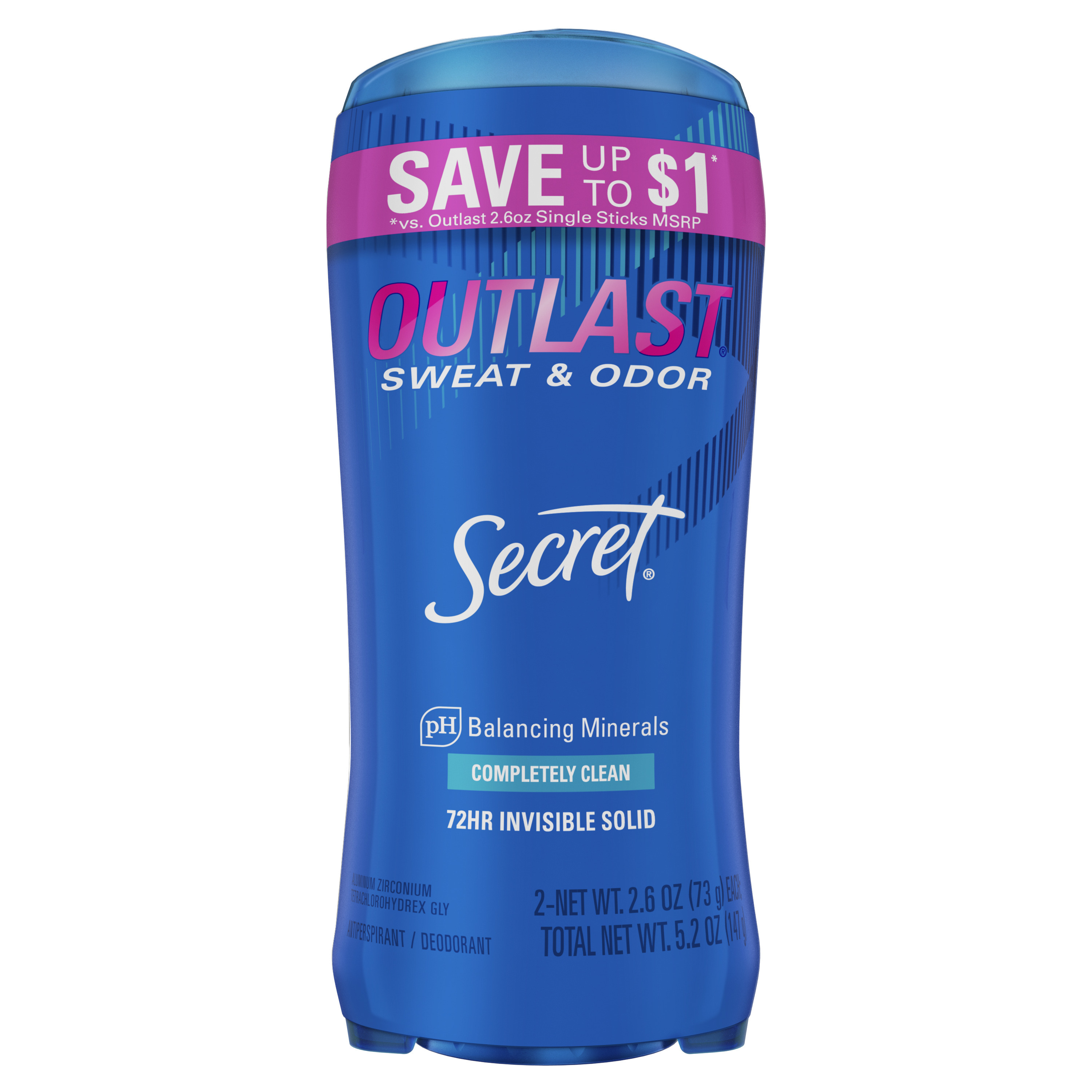 Secret Outlast Invisible Solid Antiperspirant and Deodorant Completely Clean, 2.6 oz Pack of 2 - image 8 of 9