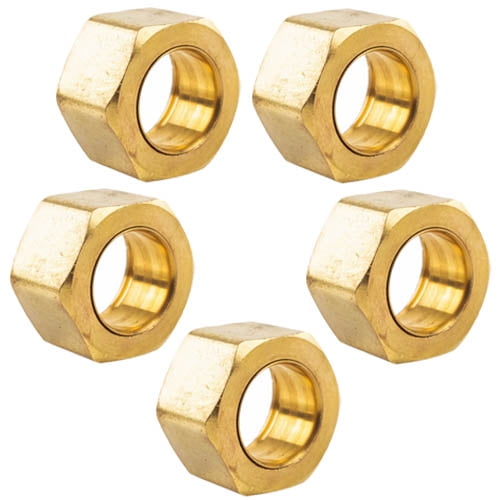 5 Pack 1/2" Compression Nut & Ferrule Combo for 1/2" OD Tube Brass
