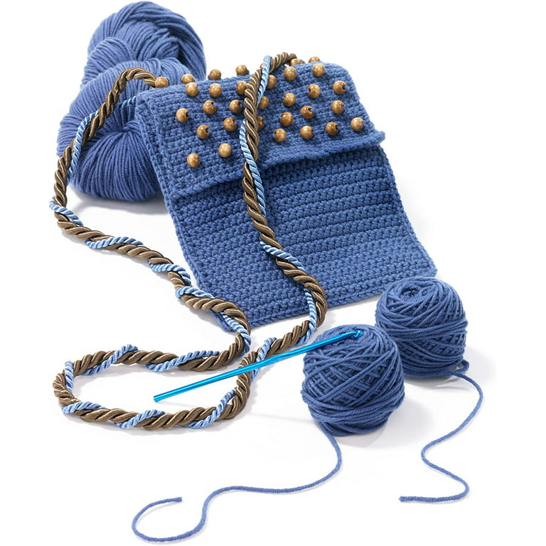 Crochet Hook Set Includes 16 Hooks Blue Paisley Case. Aluminum