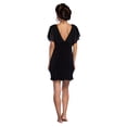 thumbnail image 4 of Women's Sleepwear Lightweight Super Soft Bamboo Short Sleeve V Neck Chiffon Detail Nightgown - Made in Turkey (Small, Black), 4 of 6