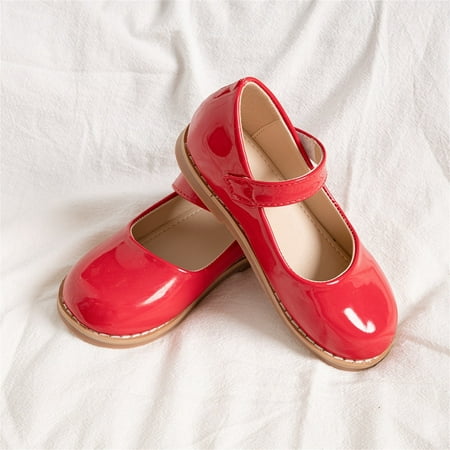 

NIUREDLTD Toddler Kids Grils Dress Shoes Toddler Girls Shoes English Small Leather Shoes Spring Fall Single Shoes Soft Sole Student Shoes PU Leather Princess Shoes Red 24