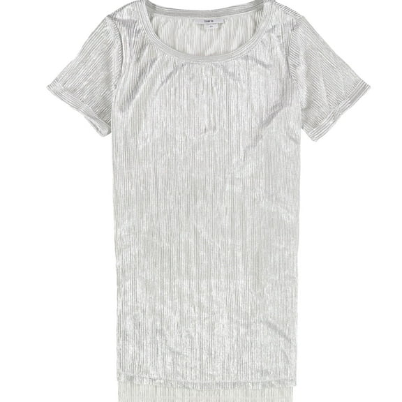BAR III $44 Womens New 1368 Silver Metalic Ribbed Hip Slits T-Shirt  S B B