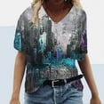thumbnail image 3 of Camisetas de Cuello en V para las Mujeres Más Talla Impresa de Verano, Suelta Casual Camiseta de Manga Corta para Todas las Estaciones, 3 of 4