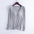 thumbnail image 2 of Plus Size Tops for Women Casual Solid Crew Neck with Chest Pads Pajama Blouse 2023 Lightweight Comfy Workout T Shirts Fall Clothes, 2 of 6