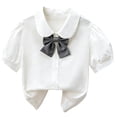 thumbnail image 1 of Odeerbi Camisa de Vestido de Algodón de Las Niñas Flor Bordado de Manga Corta Uniforme de La Escuela Con Bolsillo, 1 of 9