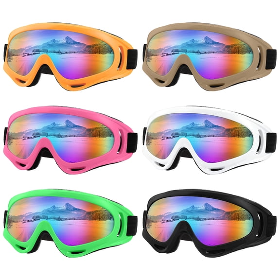 Hengguang 6 Pack Ski Goggles for Men Women, Motorcycle Riding Goggles in 6 Colors, Snowboard Snow Goggles for Adult Youth, Multi-Purpose Sports Goggles for Mountaineering Bungee Jumping