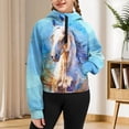 thumbnail image 3 of Chaqlin Watercolor Horse Lightweight Sweatshirt Youth Girls Zip Up with Pocket Casual Pullover Athletic Zip Up Lightweight Sweatshirt Size 9-10, 3 of 7