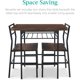 thumbnail image 3 of Songqin 3-Piece Modern Dining Set, Space Saving Dinette for Kitchen, Dining Room, Small Space w/Steel Frame, Built-in Storage Rack - Dark Brown/Black, 3 of 14