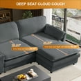 thumbnail image 4 of Rophefx 113.78" Sectional Sofas for Living Room, U Shaped Cloud Couch with Ottoman, Deep Seat Chenille Sofa, Grey, 4 of 6