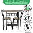 thumbnail image 4 of PRZL 3-Piece Dining Table Set, Breakfast Bistro Table Set for 2, Small Kitchen and Table Chairs Set of 2 with Metal Frame and Storage Rack for Small Space/Apartment/Dorm Room, Brown, 4 of 8