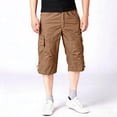 thumbnail image 2 of Mens Cargo Shorts Baggy 3/4 Long Shorts Below Knee Big and Tall Casual Summer Lightweight Elastic Waist Capri Cargo Pants with Pockets Coffee XL, 2 of 5