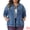 Blue, variant on DARING DIVA Women's Plus Denim Long Sleeve Button Washed Jacket 1X Blue