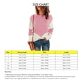 thumbnail image 4 of Suéter de punto informal con cuello redondo y mangas caídas para mujer, suéter de punto informal con empalme de colores para primavera, otoño e invierno, color rosa S, 4 of 5