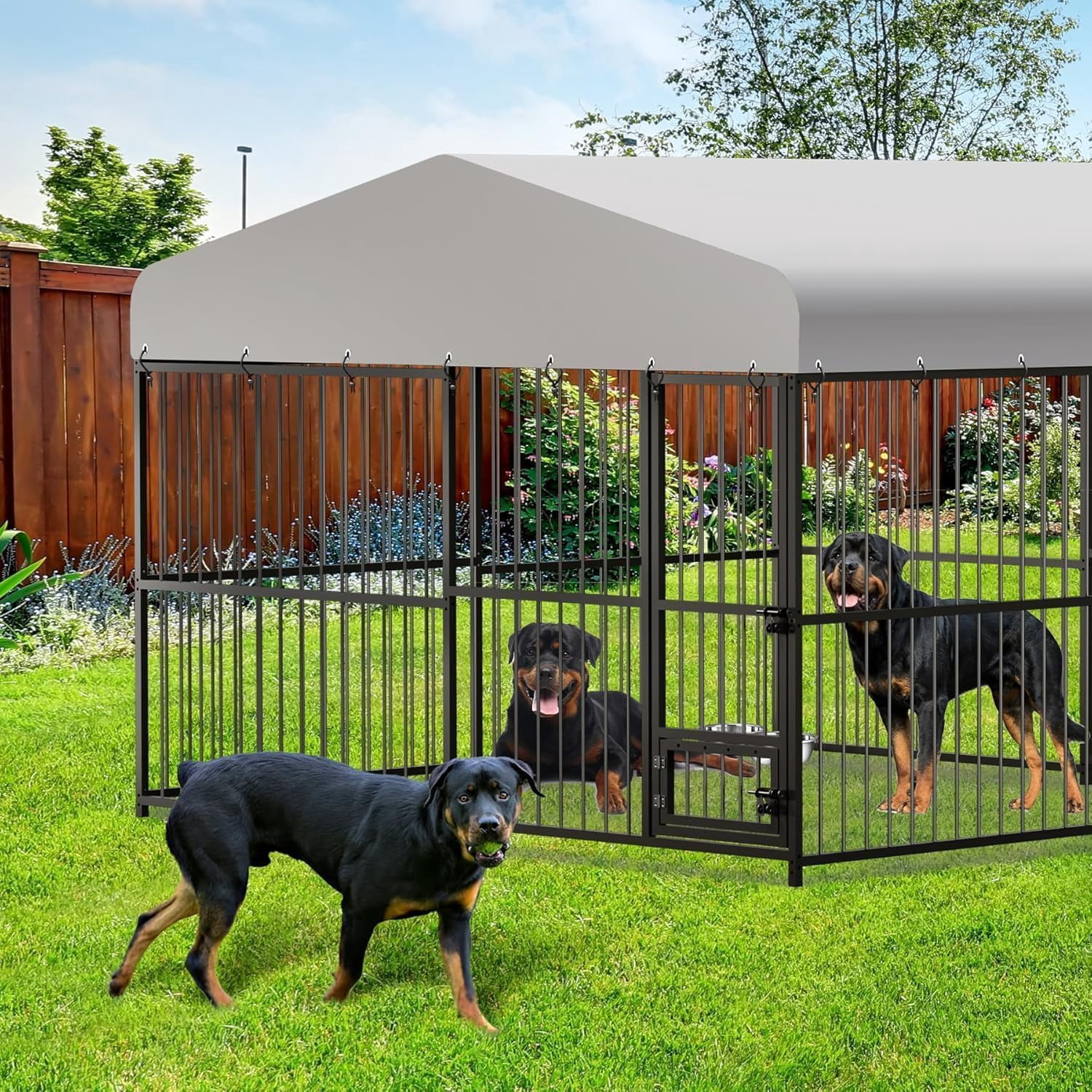 Dog Kennel Outside,10x10x6 FT Large Outdoor Dog Kennel with Weatherproof,Dog House,Dog Playpen Outdoor,Covered Dog Outside Kennel,for Medium and Large Dogs,Easy Assembly