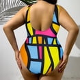 thumbnail image 4 of Traje de baño de una pieza para mujer, conjuntos de bikini para mujer, nuevo mono extragrande para mujer, color liso, tela especial, plisado, traje de baño transpirable para mujer., 4 of 9