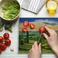thumbnail image 3 of Nature Cutting Board, Picture of Rural Pastoral Meadows with Fences Surreal Countryside Image Print, Decorative Tempered Glass Cutting and Serving Board, Large Size, Green Blue Orange, by Ambesonne, 3 of 5