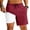 AB289 Wine, variant on Men'S Double Layer Shorts Solid Color Elastic Waist Straight Leg Shorty Soft Casual Mens Summer Athletic Gym Shorts Khaki Size S