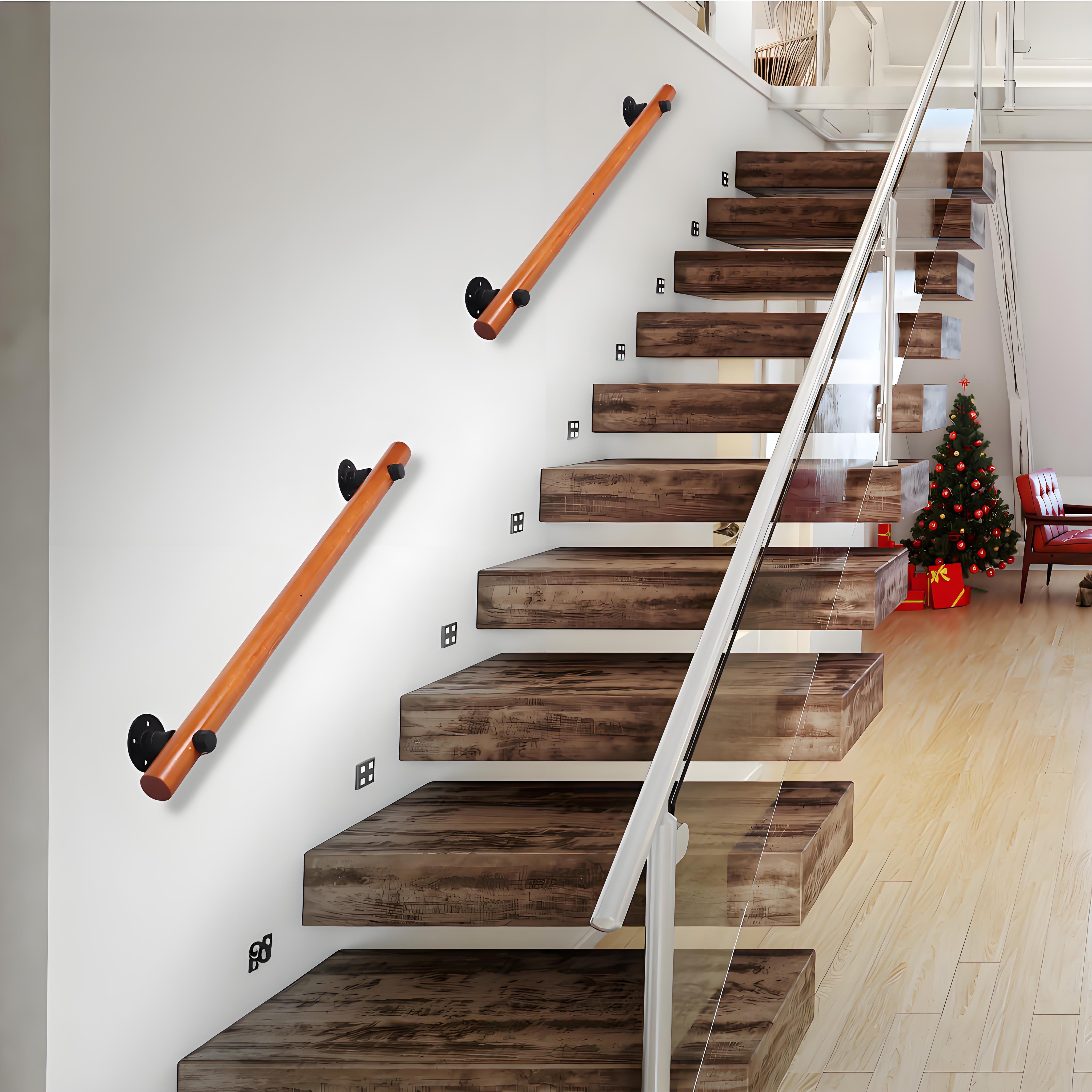 Petoto  Exquisite Solid Wood Staircase Handrail, 3.3ft Non-Slip Indoor Stair Railing for Home