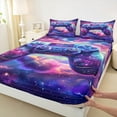 thumbnail image 3 of Manfei Game Console Bed Sheets,Colorful Galaxy Starry Sky King Sheets,Purple Pink Ombre Sheet Set For Kids,Super Cozy Room Decor,4pcs, 3 of 7