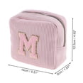 thumbnail image 2 of Unique Bargains 1 Pc Letter m Pattern Makeup Bag for Travel Pink Corduroy, 2 of 5