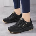 thumbnail image 2 of Womens Slip On Sneakers Ladies Sports Pattern Solid Color Thick Bottom Flat Bottom Lace Up Non Slip Womens Running Shoes Yellow 42, 2 of 9