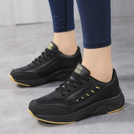 

YOUSNH Women Sports Shoes Fashionable New Pattern Simple Solid Color Four Seasons Thick Bottom Flat Bottom Comfortable Lace up Non Shoes Sneakers for Women Yellow 7.5