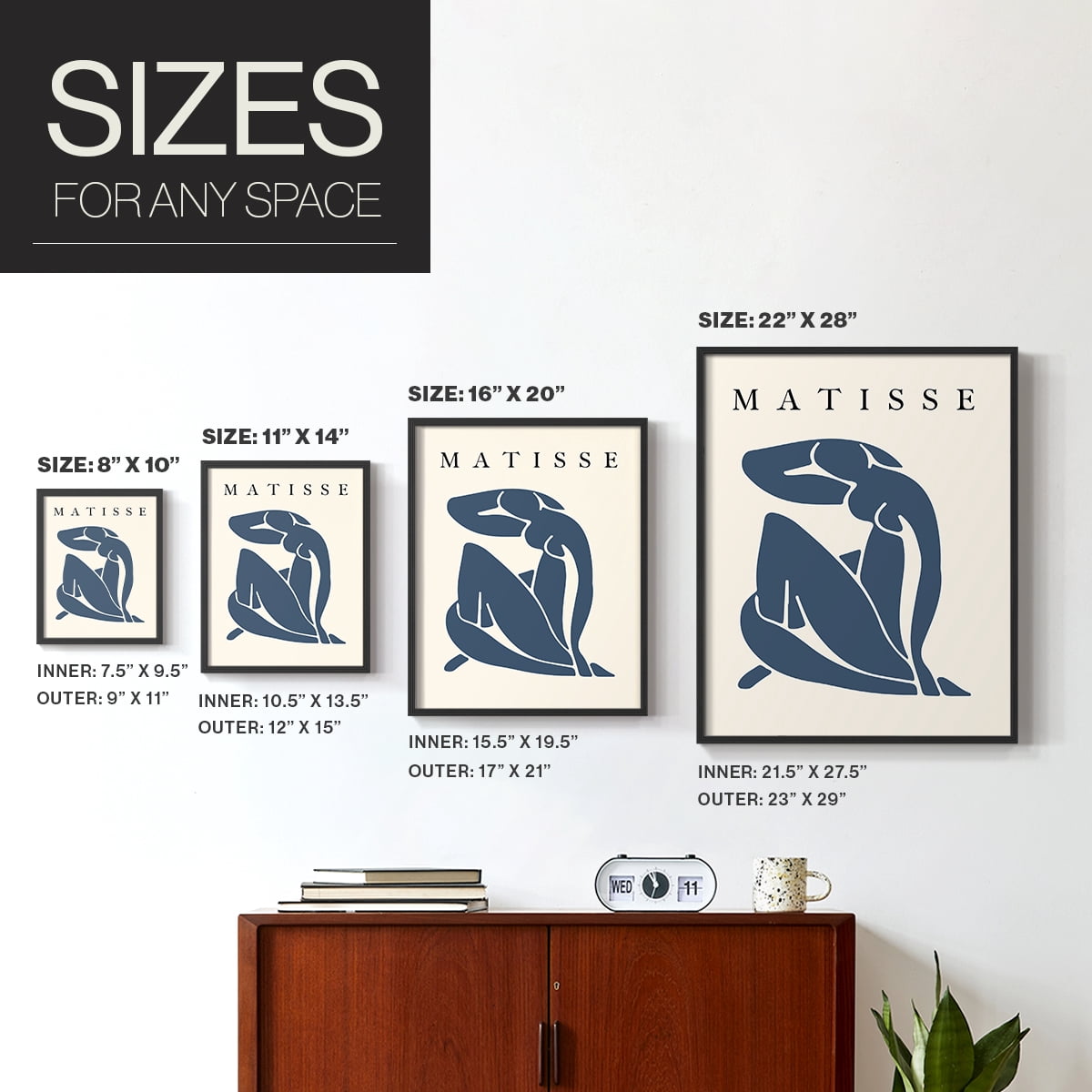 Matisse CCCLXXXI in Black Solid Wood 11 x 14 Framed Print