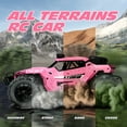 thumbnail image 6 of Tecnock Pink RC Car 1/16 Scale Remote Control Car for Girls, High Speed 20+ KM/H All Terrains Rc Monster Truck with Two Rechargeable Batteries & Head Chassis Lights Gift Toy for Kids Adults, 6 of 8