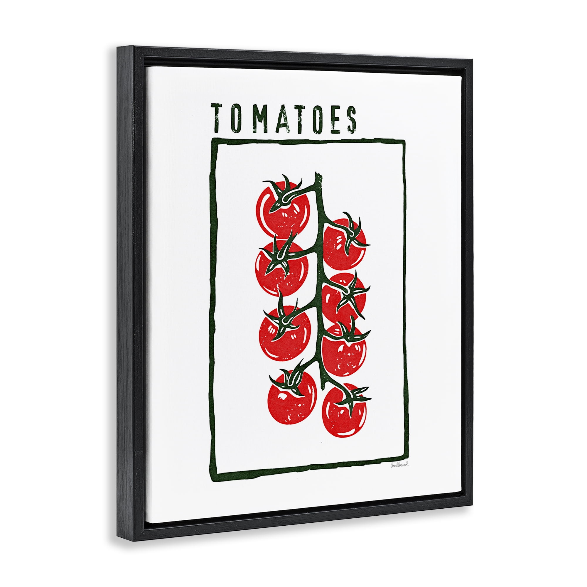 Stupell Industries Ripe Tomatoes Cluster Black Framed Floater Canvas Wall Art, design by Amanda Greenwood