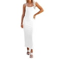 thumbnail image 4 of Women Dresses Solid Dresses New Sleeveless Sexy Sling Fashion Dresses White Trendy Skirt Size XL, 4 of 9