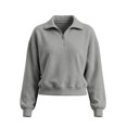 thumbnail image 6 of Fleece Cropped Sweatshirt for Women Half Zip Mock Neck Sweatshirts Long Sleeve Lightweight Pullover Tops Drop Shoulder Casual Y2k Clothes womens clothing Grey XXXL, 6 of 8