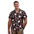 thumbnail image 3 of Garronmavis Santa Claus Matching Outfits for Couples Christmas Candy Canes Husban and Wife Clothing Men's Button Down Shirt Size L Hawaiian Tops and Womens Short Sleeve Beach Dress, 3 of 6