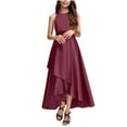 thumbnail image 2 of Prom Dresses for Teen Girls Size 4-14 Elegant Sleeveless High Waisted Crew Neck Solid Irregular Hem A-Line Graduation Party Maxi Dress, 2 of 5