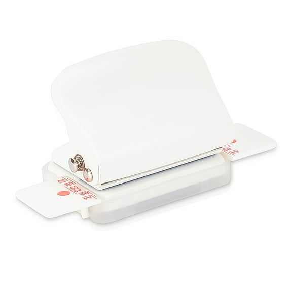 Mini Plastic 6-Hole Punch 2 Sheet Capacity Portable 6-Ring Binders Puncher for A4/A5/B5/Personal/Pocket Size White 75x54x59mm