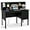 Black, variant on Desk with Hutch & Charging Station, Home Office Desks with 5-Cubby Hutch, 2 Drawers,USB Charging Ports & Power Outlets, Student Desk Study Table (White)
