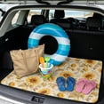thumbnail image 2 of COEQINE Universal Car Trunk Mat All Weather Cargo Liner Floor Mat with Non-Slip Backing Scratch-proof Pet Cargo Mat Suitable for Most Car Models, Retro Sunflower Beige, 2 of 7