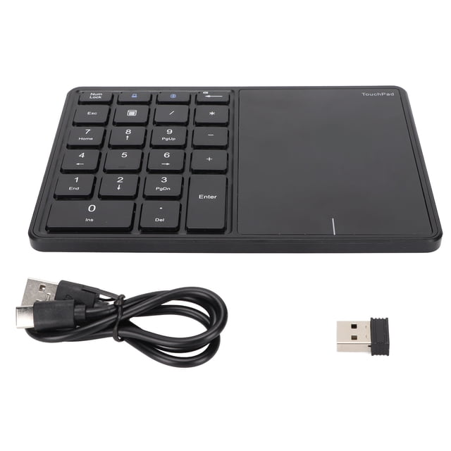 Teclado numérico inalámbrico material ABS 22 teclas puerto tipo C teclado numérico con panel táctil 10 m inalámbrico para computadora