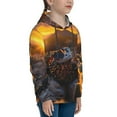 thumbnail image 3 of Rateoe Lizard With Sunglasses Sunset Pattern Boys Hoodie, Youth Pullover Hooded Sweatshirt, Kangaroo Pocket Hoodie for Kids-Medium, 3 of 6