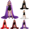 thumbnail image 3 of DuoJiaJ Womens Hooded Wedding Cape, Long Cloak Party Dress Up Purple, 3 of 5